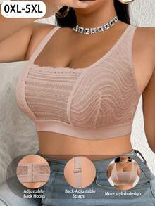 Plus Size Women Lace Patchwork Seamless Underwear, Suitable For Daily Wear In Various Occasions - Apricot - View 2