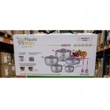 Jumbo 12-Piece Cookware Set Made Of High-Quality Stainless Steel, Including A Saucepan, Frying Pan, And Jumbo Pots. Features Pink Silicone Handles And A 5-Layer Diffuser Base For Optimal Heat Distribution. Compatible With All Heat Sources, Including Induction. - View 7