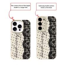 1pc TPU Material Retro Polka Dot Lace Cursive English Pattern Phone Case Compatible With IPhone 17 Pro Max/17/16 Pro Max/15/13/12/11/ S20 FE/A15/S24/A55/ Note 11/Note 12/Note 32E 13 Pro Full Coverage Shockproof Soft Shell Protective Cover - White - View 8
