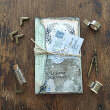 Vintage Librairie Notes Junk Journal Folio Kit, Creative Folio Booklet & Mini Folder Kit, Vintage Junk Journal Decor Supplies, DIY Scrapbook Handcraft Set For Handmade Projects With Instruction Video - YC0035 - View 7