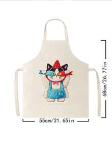1pc, Cute Puppy, Kitten, French Fries & Rabbit Pattern Polyester Apron, Suitable For Cooking, Baking, And Gardening - Can Be Used As Attire For The Kitchen And Dining. - Multicolor - View 14
