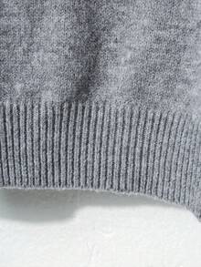 Women's Fashion Casual Embroidered Letter Pattern Crew Neck Long Sleeve Knit Pullover Sweater,Autumn/Winter Top,Back-To-School Outfits - Grey - View 7