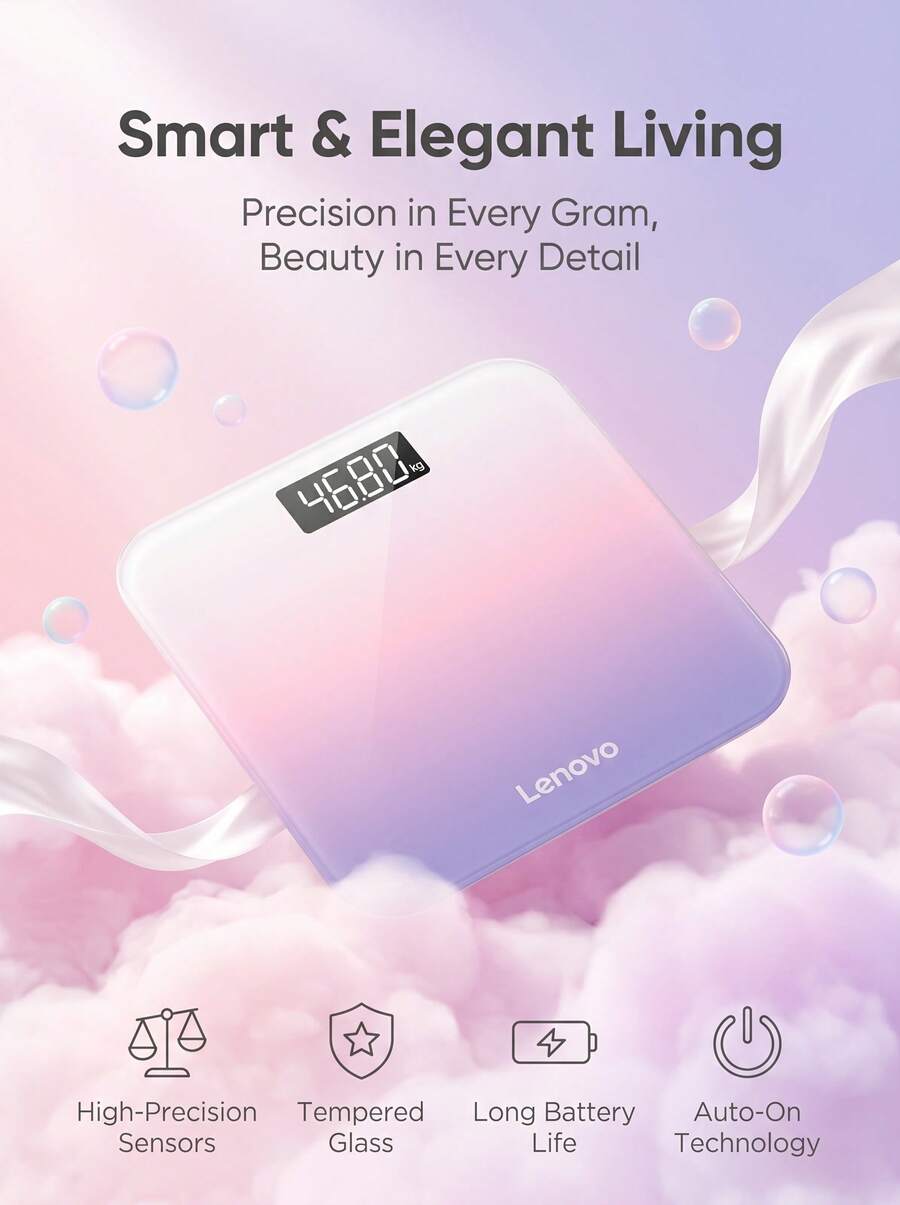 HYUNDAI Timbangan badan elektronik bergaya dengan warna pastel, akurat untuk penggunaan di rumah, ringkas, tahan lama, dan hemat tempat. Dapat diisi daya melalui USB. - View 1