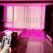 Decoración para fiestas de boda, decoración de patio, luces de hadas, decoración festiva, luces de cortina con 8 funciones alimentadas por USB, decoración de cumpleaños, control remoto con 8 modos de parpadeo, adecuado para Navidad, Halloween, decoración de jardín, luces de cadena colgantes, luces de cadena para decoración de camping, decoración de ambiente para sala de estar, dormitorio y cocina, luces colgantes de colores, decoración de guirnalda de cuento de hadas - Cadena de luces de cortina USB - Ver 20