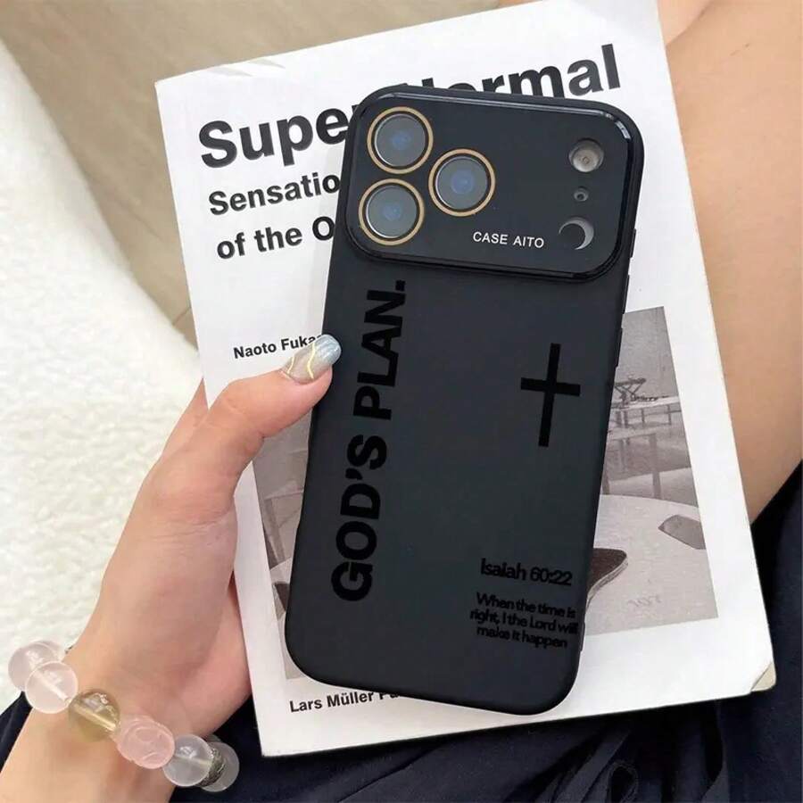 God's Plan Dopamine Ins-Style Solid Color Phone Case With Pleasant Touch And Full Lens Protection, Compatible With Apple 17 16 15 14 13 12 - DSC02M73405-negro - View 1
