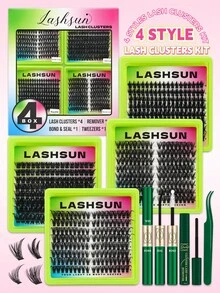 Lashsun 560 PCS 4 Styles D Curl Cat/Doll/Mega/Volume Lash Clusters Kit, Eyelash Clusters Extensions With Bond&Seal Remover Tweezers For Beginners And Proficient, DIY At Home Easily, Soft Comfortable Easy Apply Natural Look For Makeup Daily Life - Black - View 10