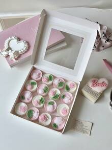 4/9/16pcs Rose Tea Candle Set, Handmade Pink & White Decorative Candles, Aesthetic Gift Box, Suitable For Room Decor, Birthday, Wedding, Valentine's Day & Party Decoration - Multicolor - View 8