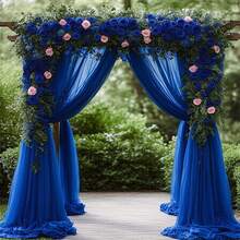 1 Roll, Deep Blue Multi-Function Gauze Curtain Single Roll With Multiple Size Options, Commonly Available Large Sizes (90m / 295ft, 50m / 164ft). Semi-Transparent Fabric With High-End Texture, Durable And Strong, Able To Create An Outstanding Atmosphere; Fine Craftsmanship, Soft Texture, Highly Shapeable. - Sapphire Blue - View 14