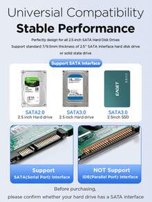 2.5 Inch External Hard Drive Enclosure USB 3.0 To SATA III Adapter Plug And Play Supports HDD/SSD Up To 6TB Portable Metal Case Universal UASP Support (Hard Drive Not Included) - 無色 - 查看 8