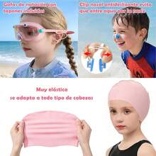 Gafas de natación para niños,goggles natacion niños,Gafas de natación antifugas y antivaho, Adecuado para Niños y Niñas. Incluye gorro de natación, tapones para los oídos y pinza nasal - Negro - Ver 4