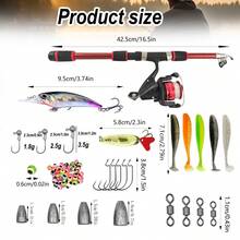 Set Umpan Pancing 72 Buah, Set Pancing Lengkap Portabel Ringan/Dasar - Joran Teleskopik 1,8m/5,9ft, Reel Spinning & Aksesoris - Cocok Untuk Pemula Dan Pemancing Profesional, Dapat Digunakan Untuk Semua Lapisan Air, Dapat Digunakan Untuk Air Tawar Dan Air Garam - Set 8 - View 8