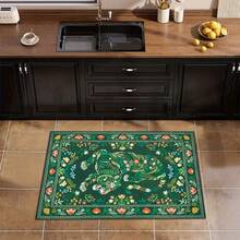 Hippie Style Carpet, Bathroom Mat Faux Wool Tropical Pink, Door Mat Bathroom Mat Bathroom Carpet Bohemian Style Bathroom Mat, Kitchen Small Size Carpet Indoor Entrance Carpet Modern Vintage Style Distressed Style Floor Mat Non-Slip Washable - Flowers and Animals - View 7