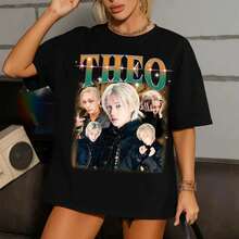 Theo P1harmony Retro T-Shirt, P1Harmony Duh! Album T-Shirt, P1Harmony 2025 Live Tour T-Shirt, P1ustage H Most Wanted T-Shirt, P1Harmony Members T-Shirt - 黑色 - 查看 1