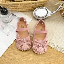1 Paar Mädchen-Prinzessinenschuhe im koreanischen Stil, 2026 Frühling/Sommer Neu Mesh-Fahrschuhe, weiche Sohle stilvolle Schuhe, Ballettschuhe Slip-On Sandalen, Cut Out Schleife Blumen-Flachschuhe - Pink - Übersicht 8