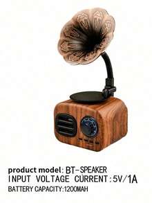 Caja De Música Retro Y Creativa Con Diseño De Gramófono Con Funciones Múltiples Como Altavoz Inalámbrico Y Ranura Para Tarjeta, Ideal Para Decoración Y Exhibición En El Hogar - Color caoba - Ver 12