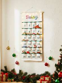 1 buah Kalender Advent Natal yang Dipersonalisasi, Gaya Nama Rajutan Buatan Tangan, Tas Penyimpanan Nama yang Dipersonalisasi untuk Dinding Kamar, Kantong Dinding Kain Serbaguna, Kalender Hitung Mundur Liburan, Penyimpanan Harian Rumah, Tas Gantung Dinding Nama yang Disesuaikan - MultiWarna - View 6
