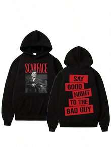 Sudadera  para Hombre y Mujer con Tony Montana y Granos. - Negro - Ver 1