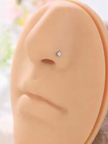 4pcs Nose Jewelry Set, Minimalist Fashion Rhinestone Studs And Hoops, Stainless Steel Piercing Accessories, Suitable For Daily Wear - 4-piece Set - View 3