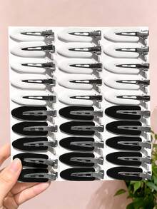 2/10/20pcs/Set Basic Black And White Combination, Classic Black And White Color Scheme, Paired With Hair Ties And Seamless Water Drop Clips, Classic And Practical - Suitable For Girls And Women, Perfect For Daily Outings, Vacations, Gatherings, Dates, Graduation Season, And School,Hair Claws - Multicolor - View 3
