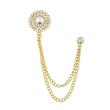 1pc New Double Layer Chain Rhinestone Round Small Brooch Pin, Suitable For Middle East Ramadan Ramadan Clothing, Couple Corsage, Business Suit, Banquet, Party, Wedding, Formal Occasion Outfit Accessory, Birthday, Holiday Gift - Multicolor - View 10