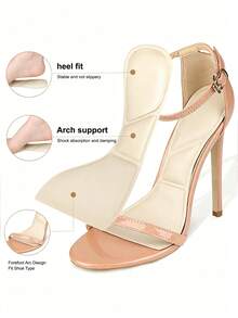 1 Pair Women's Sweat-Absorbent Anti-Slip Trimmable Self-Adhesive Breathable 3/4 Length Sandal Insoles - Apricot - View 3