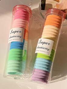 48 piezas de ligas para el cabello de tela de toalla de color neón macaron, ligas para el cabello sin costuras de alta elasticidad sin marcas, cuerdas para el cabello de tela suave y gruesa, lindas y frescas, adecuadas para mujeres y niñas, uso diario, deportes, peinado casual, accesorios para el cabello de mujer, regalo para ella para la coleta - Multicolor - Ver 5