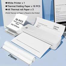 ORICO A41 Impresora portátil mini sin tinta, impresora de documentos A4, ligera y compacta con conectividad inalámbrica y USB, compatible con papel térmico A4 y papel térmico carta de EE. UU., admite impresión de documentos PDF Excel Word, adecuada para tareas escolares, oficina, viajes, con opciones de máquina, papel y bolsa de almacenamiento - Multicolor - Ver 17