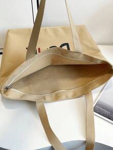Minimalist Printed Canvas Tote Bag - Multicolor - View 4