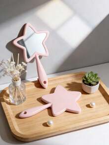 Electroplated Star-Shaped Handheld Makeup Mirror, Portable Compact Vanity Mirror With Glossy Reflective Finish - Multicolor - View 10