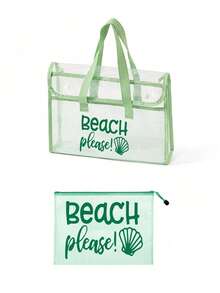 PVC Waterproof Colorful "BEACH PLEASE" Pattern Beach Bag, Women's Beach Bag, Transparent Tote Bag, Jelly Tote Bag, Large Pool Tote, Cruise Vacation Essential, Beach Bag Accessory, Travel Essential, Suitable For Beach, Travel, Shopping, Outdoor Activities, Work, School And Daily Use, Unique Birthday Gift, Holiday Gift, Party Gift, Mother's Day Gift, Vacation Gift, Wedding Gift, Back To School Gift - Multicolor - View 16
