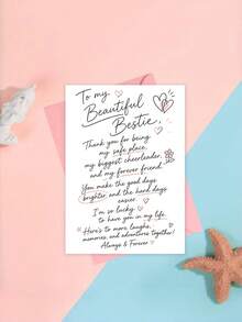 1pc "To My Beautiful Bestie" Best Friend Greeting Card With Envelope, Friendship Appreciation Note For Women, Ideal For Birthday & Thank You Gifts, Friendship Keepsake For Female Besties, Blank Inside - A - View 11