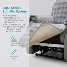 TOPCHANCES - Funda de terciopelo antideslizante para silla reclinable - Gris Claro - Ver 7