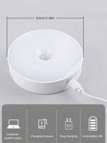 1pc Smart Motion Sensor Light, USB Rechargeable Night Light, Stair Light, Creative LED Bedside Lamp, Bedroom Home Light, Student Dorm Bookshelf Light, Closet Light - White - View 12