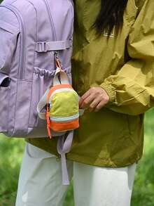 Mini Korean Style Neck Hanging Backpack, Small Coin Purse, Earphone & Key Pouch, Colorblock Glasses Case, Multifunctional Hanging Bag With Long Strap, Waterproof - Multicolor - View 2