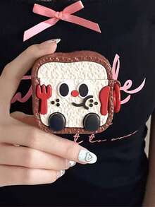 1 pieza Funda protectora de auriculares Bluetooth con diseño 3D de tostada de chocolate con expresión súper linda de dibujos animados, compatible con Apple Pro 2/1/2/Pro/3/4ª generación (auriculares no incluidos) - Multicolor - Ver 4