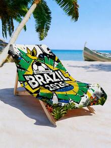 1pc/2026 Brazil Football Theme Oversized Ultra-Fine Microfiber Quick-Dry Sand-Resistant Lightweight Travel Towel, Suitable For Beach, Pool, Vacation And Sports Fans - Multicolor - View 10