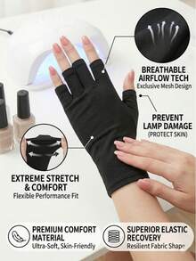 1 Pair UV Protection Gloves For Nail Lamps, Anti-UV Sun Protection Gloves For Gel Nails, Full Finger Nail Safety Gloves, Professional Nail Accessories For UV/LED Lamp Protection, Sunscreen, Sunshade, Driving, Outdoor Travel, Perfect For Nail Technicians, DIY Enthusiasts, Beauty Lovers, Great Gift For Valentine's Day And Mother's Day - Pink - View 3