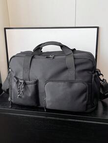 可折疊便攜式旅行袋行李收納袋，輕量且可折疊，乾濕分離，鞋子隔層，多口袋大容量，週末旅行運動袋健身袋，適合一日遊或過夜住宿，也可用作住院袋、產婦袋、裝衣服和書籍的書包，海灘或度假旅行必備品 - 黑色 - 查看 8
