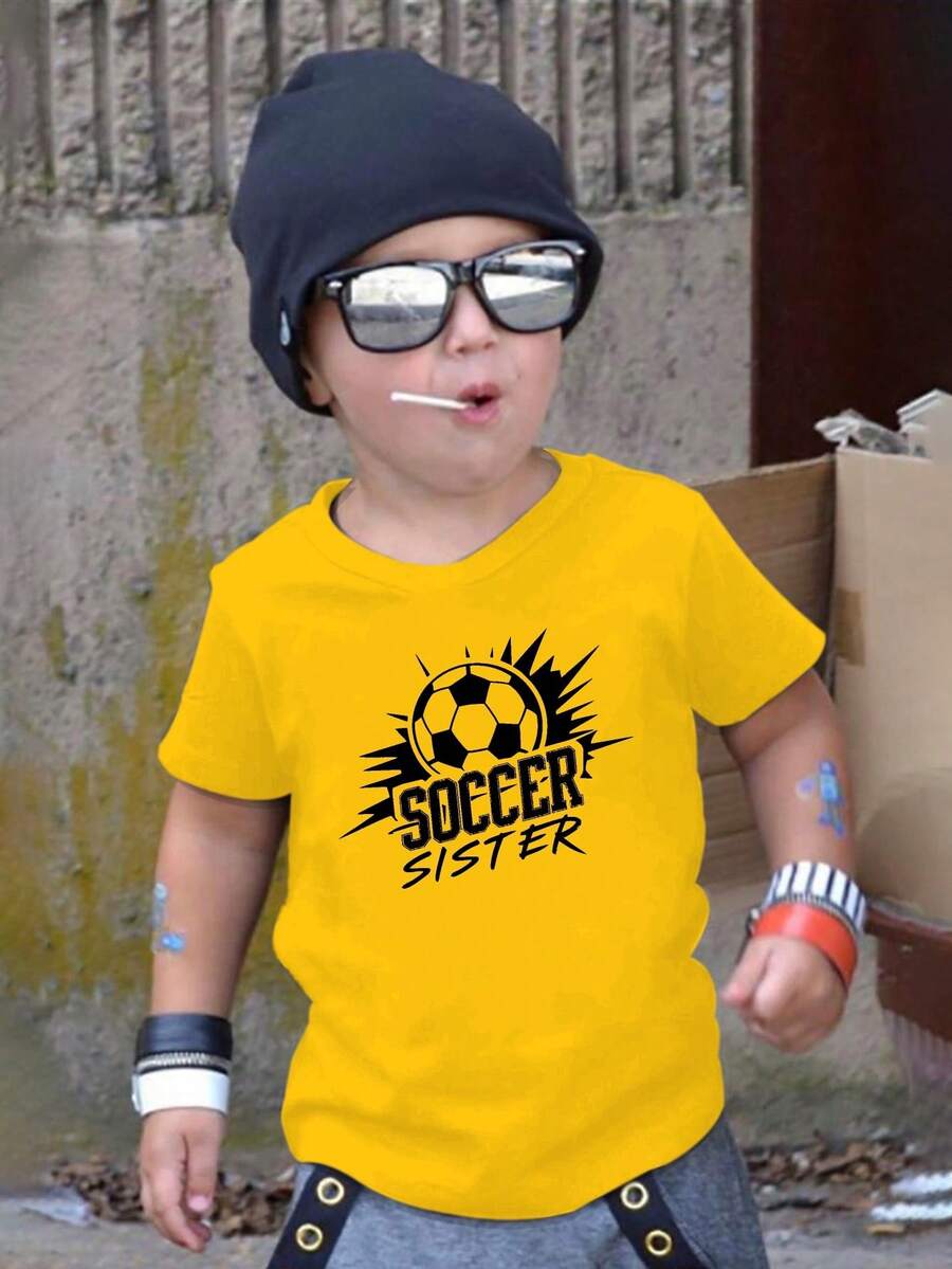 Football Is Life Itself. Casual Short-Sleeved T-Shirt For Boys. Basic Summer T-Shirt For Kids. - 黃色 - 查看 1