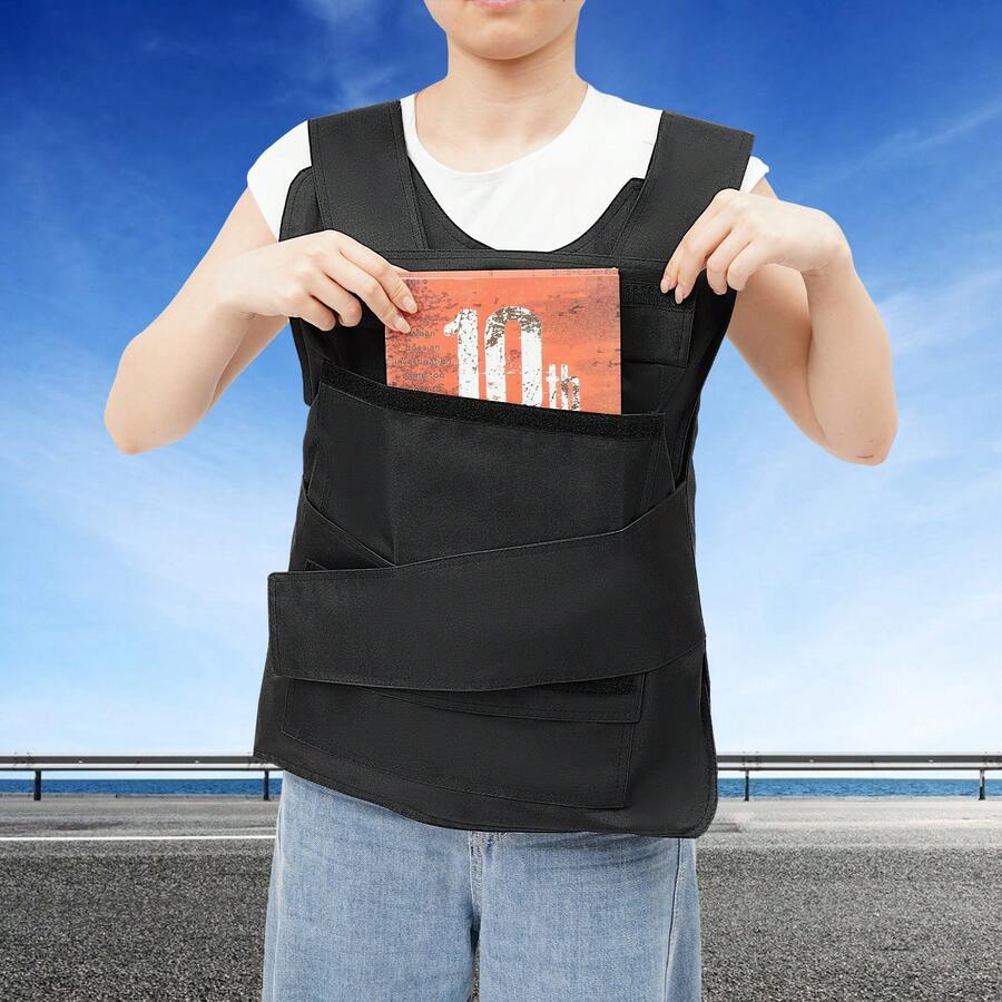 Black Outdoors Protective Vest, Adjustable Security Training Protective Vest, Adjustable Vest For Training Activity For Security Personnel, Prison Guards, Construction Workers - Black 1pcs - View 1