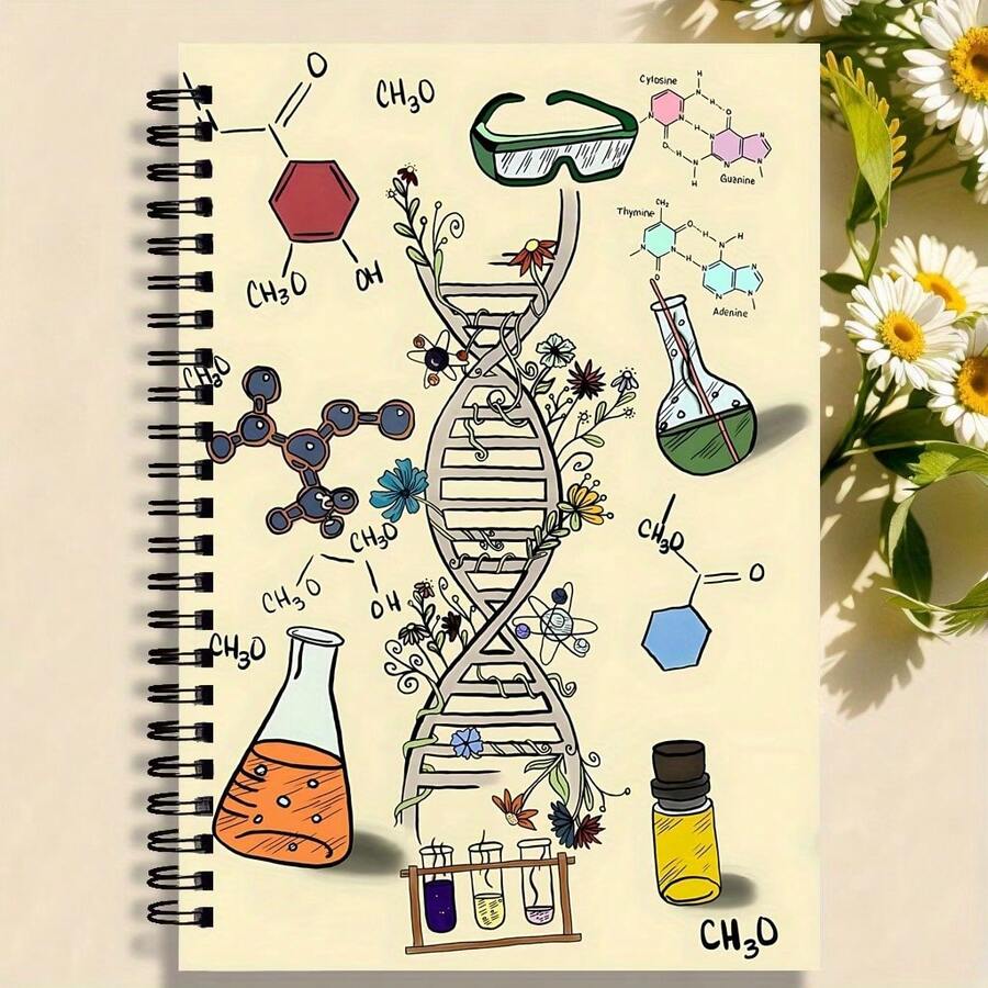 Cuaderno Espiral Químico - Papel Premium, Cuaderno de Reglas Universitarias, Adecuado para la Escuela y la Oficina, Regalo Ideal para Amigos, Hermanos, Educadores y Aprendices - E - Ver 1