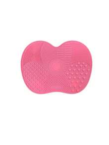 Silicone Makeup Brush Cleaning Mat With Suction Cup, Portable Makeup Brush Cleaning Tool, Apple-Shaped Silicone Makeup Brush Cleaning Pad - 粉紅色 - 1 件 - 查看 1