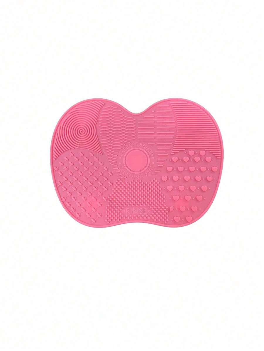 Silicone Makeup Brush Cleaning Mat With Suction Cup, Portable Makeup Brush Cleaning Tool, Apple-Shaped Silicone Makeup Brush Cleaning Pad - 粉紅色 - 1 件 - 查看 1