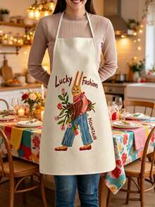 1pc, Cute Puppy, Kitten, French Fries & Rabbit Pattern Polyester Apron, Suitable For Cooking, Baking, And Gardening - Can Be Used As Attire For The Kitchen And Dining. - Multicolor - View 6