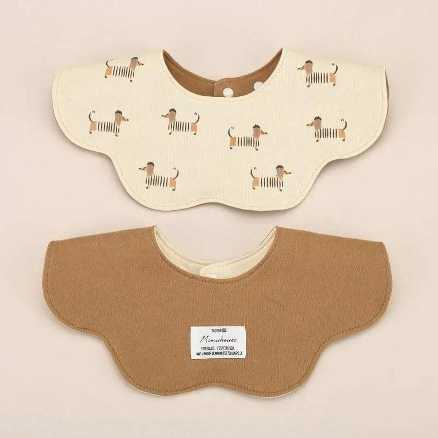 Cotton Towel For Newborn Babies, Country Floral Style Triangular Bandana For Boys And Girls, Baby Bib Accessory. - Brown - View 1