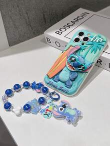 Disney Has Authorized, Phone Case - Chain Set, The Stitch Lilo & Stitch 3D Phone Case Plus A Silicone 3D Stitch Bracelet With Metallic Ring Removable Bracelet, Stitch And Angel Pattern, Compatible With Iphone17/16/15/14/13/12/11/XS/XR/X Plus Pro Max, A Stylish Cartoon Phone Case, The Perfect Gift Choice, Phone Protection, Durable Phone Cover, Great Gift For Friends And Family. - 白色 - 查看 7