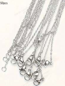 100/50/10pcs Gold & Silver Dual Color 45/50cm Stainless Steel Chain, O-Shaped Flat Chain, Cross Chain, Gold & Silver Plated Necklace, DIY Accessories, Factory Direct - Multicolor - View 14
