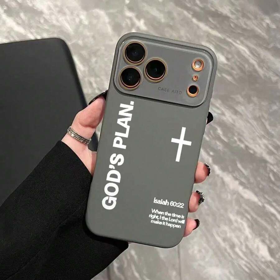 God's Plan Dopamine Ins-Style Solid Color Phone Case With Pleasant Touch And Full Lens Protection, Compatible With Apple 17 16 15 14 13 12 - DSC05M73405-gris - View 1