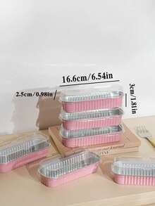 1/10/20PCSMini Aluminum Foil Loaf Pans With Lids&Matching Spoons,Rectangular Baking Containers,Multipurpose Cake Muffin Cheesecake Flan Pudding Bakeware Cups,Portable Food Storage Trays Picnic,Wedding,Graduation Party,Catering&Daily Dessert Display - Multicolor - View 9