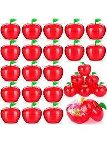 10pcs/5pcs Acrylic Artificial Red Apple Gift Boxes, Faux Apple Gift Boxes, Creative Wedding Candy Boxes, Teacher's Day Gifts, Halloween, Harvest Festival, School Supplies, Back To School, Autumn Decor, Holiday Gifts, Thanksgiving Wedding Birthday, Party Supplies - A - View 1